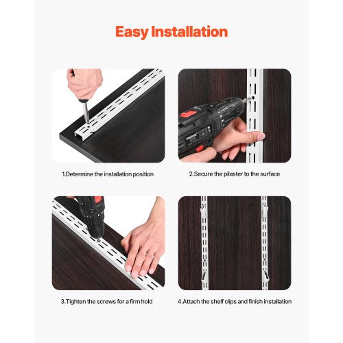 hyllskena 60 tum 5-pack justerbar stålväggmonterad hylla pilaster