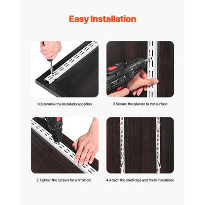 hyllskena 60 tum 5-pack justerbar stålväggmonterad hylla pilaster