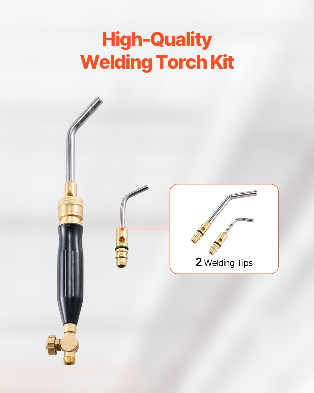 Air Acetylene Torch Kit, Acetylene Gas Welding Tool with 149'' Hose, 2 Welding Tips, CGA200 Regulator & Torch Handle, Gas Brazing Welder for Home DIY Industrial Sites (without Gas Cylinder)