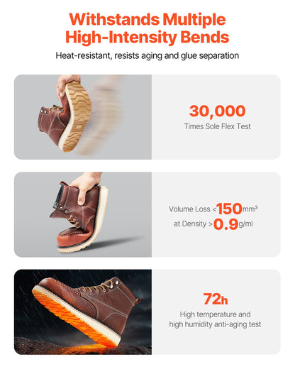 Arbeitsstiefel mit Stahlkappe, UK-Größe 7, wasserdicht, Moc Toe für Herren, rutschfest