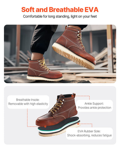 Arbeitsstiefel mit Stahlkappe, UK-Größe 7, wasserdicht, Moc Toe für Herren, rutschfest