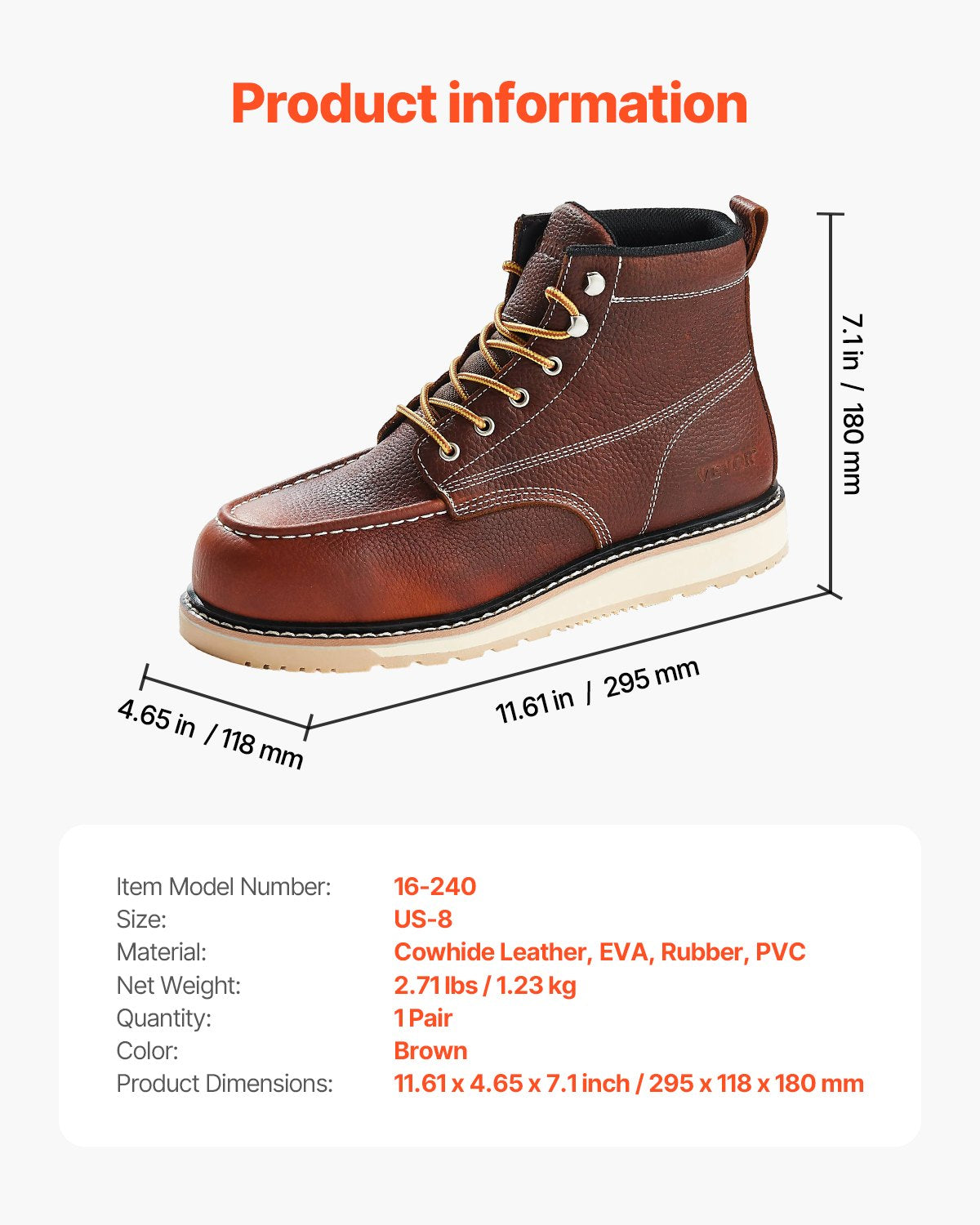 Arbeitsstiefel mit Stahlkappe, UK-Größe 7, wasserdicht, Moc Toe für Herren, rutschfest