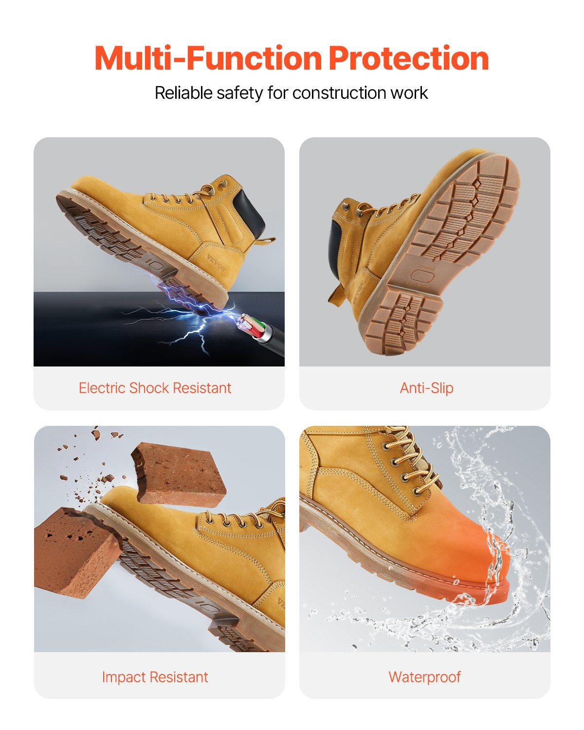 Steel Toe Work Boots UK Storlek 9 Vattentät för män Halkbeständig