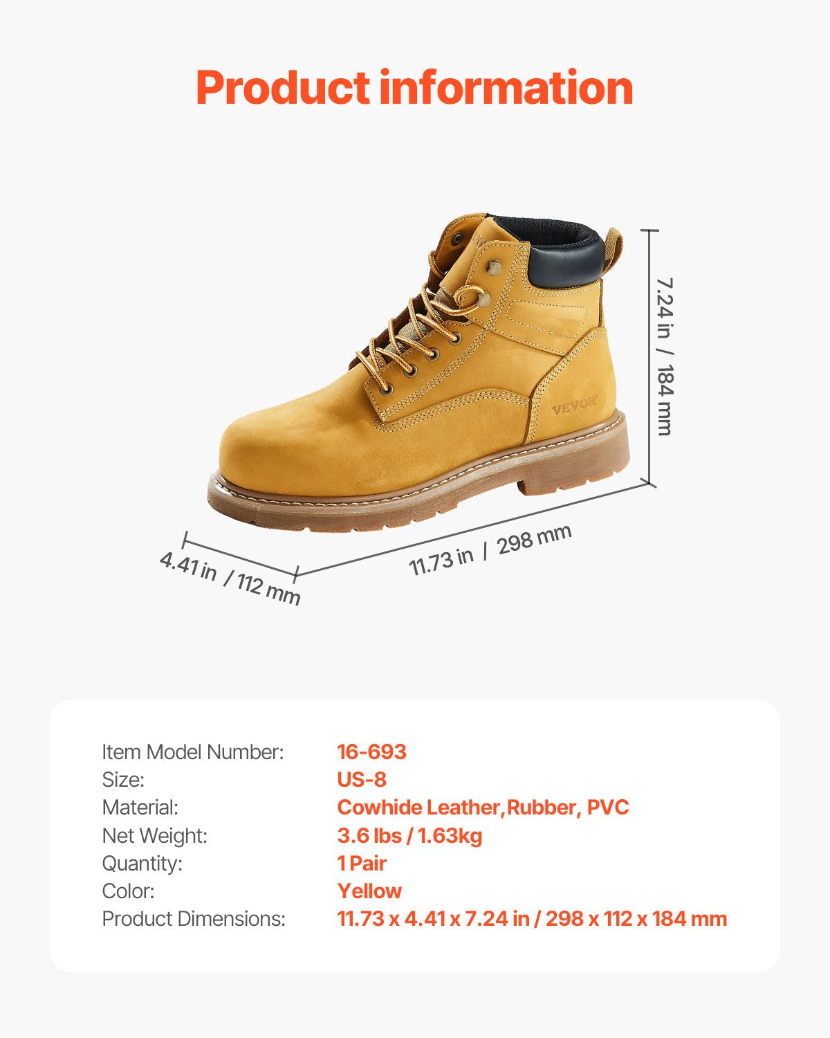 Stahlkappe-Arbeitsstiefel BRITISCHE Größe 7 wasserdicht für rutschfeste Männer