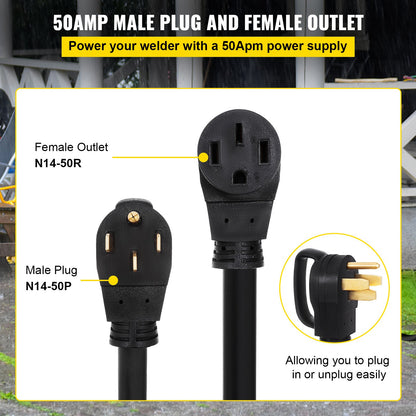 25 FT 50Amp RV Extension Cord NEMA N14-50P to N14-50R, 125 / 250V Heavy Duty STW 6/3+ 8/1 RV Power Cord, for EV Charging and RV Trailer Campers