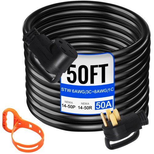 50Ft 50 Amp RV Extension Cord Durable Premium Power Cord RV 26.5mm Wire Diameter Extension Cord Copper Wire RV Cord Power Supply Cable for Trailer Motorhome Camper with Handles