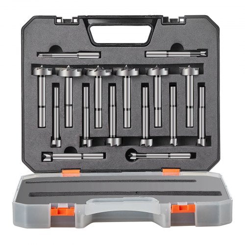 Forstner Bit Set, 16 Pcs Forstner Drill Bits Set, 1/4" to 1-5/8", Carbon Steel, with Universal Round Shank, Forstner Drill Bit for Wood and Composite Board, Forstner Bits for Woodworking