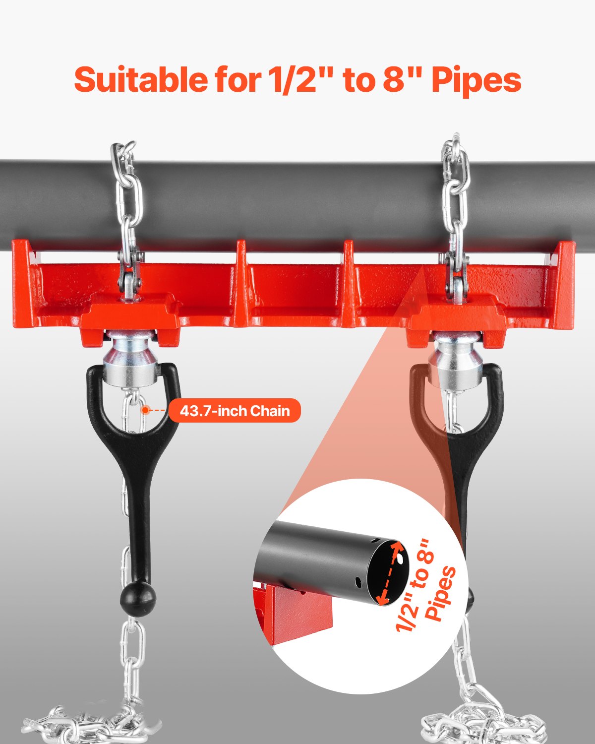 Pipe Welding Vise, 1/2" to 8" Pipe Welding Clamp with Dual Chains & Crank Handles, Heavy-Duty Cast Iron Welding Vise for a Variety of Pipes