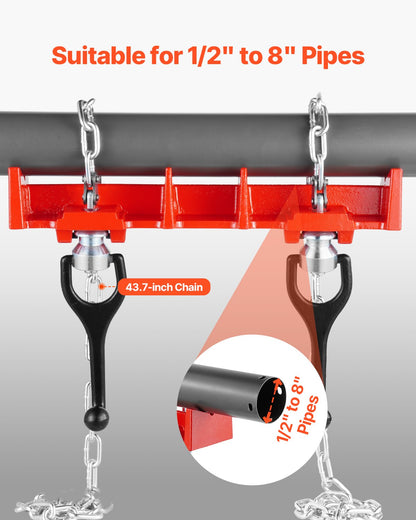 Pipe Welding Vise, 1/2" to 8" Pipe Welding Clamp with Dual Chains & Crank Handles, Heavy-Duty Cast Iron Welding Vise for a Variety of Pipes