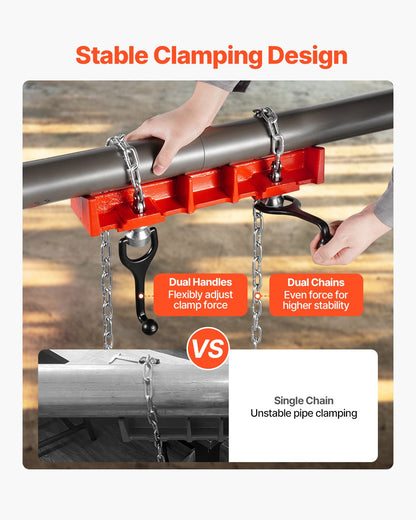 Pipe Welding Vise, 1/2" to 8" Pipe Welding Clamp with Dual Chains & Crank Handles, Heavy-Duty Cast Iron Welding Vise for a Variety of Pipes