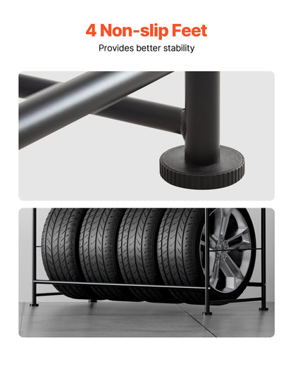 Reifenlagerregal Reifenhalter mit 2 Ablagen für bis zu 8 Standardreifen