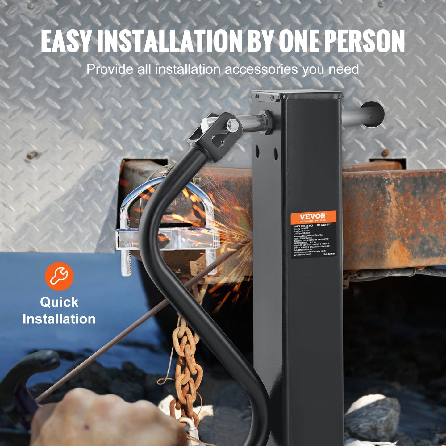 Trailer Jack, Trailer Tongue Jack Svetsning på 12000 lb Viktkapacitet, Trailer Jack Stativ med handtag för att lyfta RV Trailer, Häst Trailer, Utility Trailer, Yacht Trailer