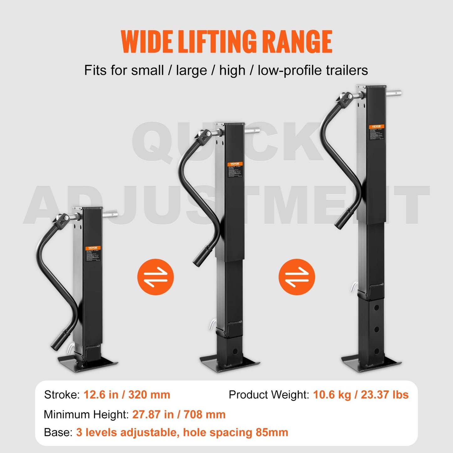 Trailer Jack, Trailer Tongue Jack Svetsning på 12000 lb Viktkapacitet, Trailer Jack Stativ med handtag för att lyfta RV Trailer, Häst Trailer, Utility Trailer, Yacht Trailer