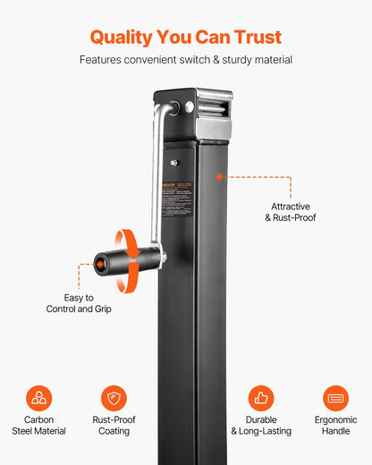 Trailer Jack, 8000 lbs Dynamic Load Capacity, Weld-on Pipe-Mount Swivel Trailer Jack with Ergonomic Handle, 15-inch Vertical Travel, Suitable for RV, Horse, Utility, Camping and Yacht Trailers