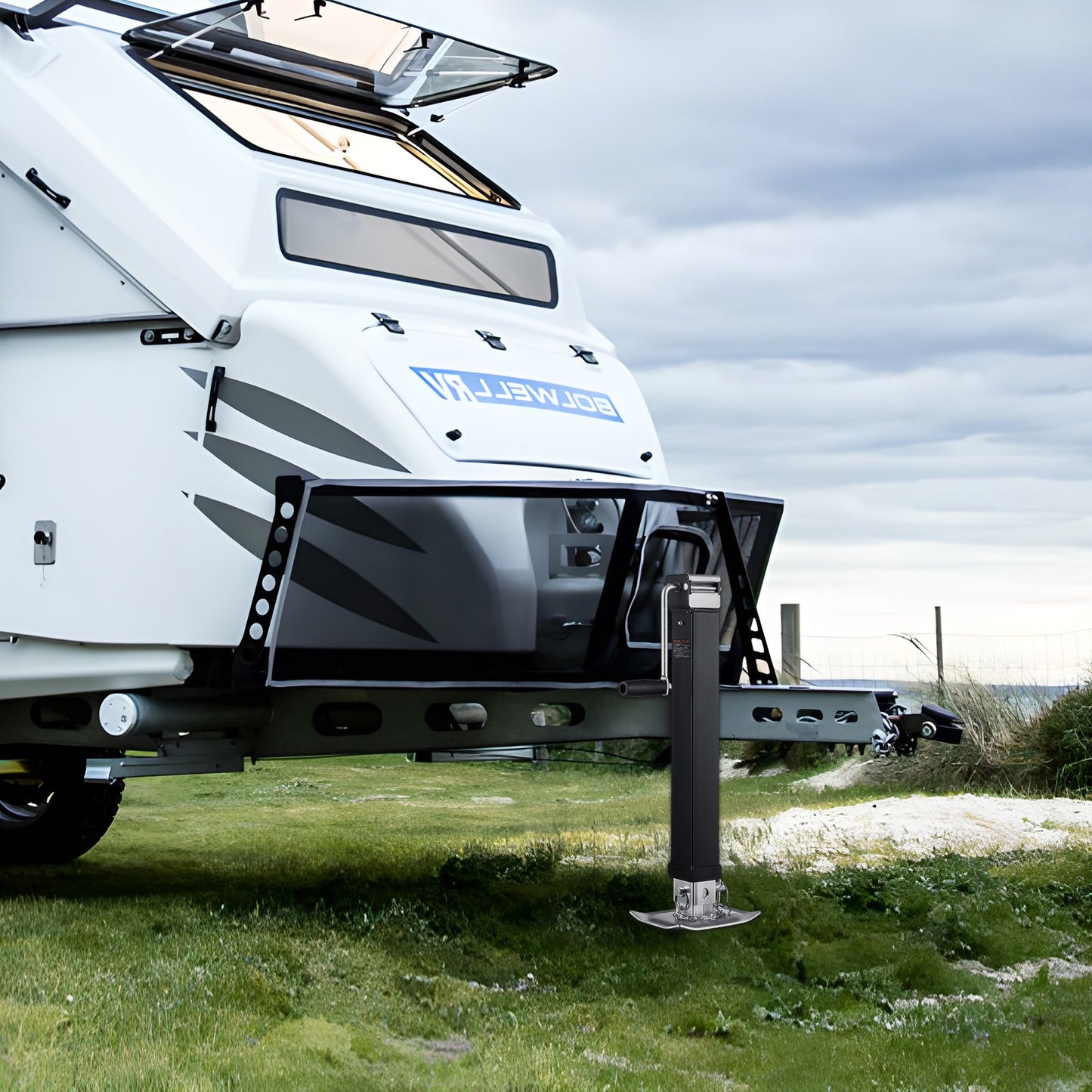 Trailer Jack, 8000 lbs Dynamic Load Capacity, Weld-on Pipe-Mount Swivel Trailer Jack with Ergonomic Handle, 15-inch Vertical Travel, Suitable for RV, Horse, Utility, Camping and Yacht Trailers