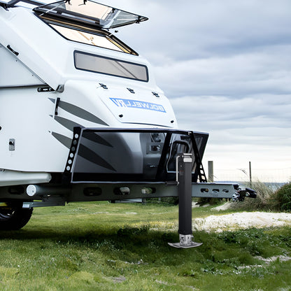 Trailer Jack, 8000 lbs Dynamic Load Capacity, Weld-on Pipe-Mount Swivel Trailer Jack with Ergonomic Handle, 15-inch Vertical Travel, Suitable for RV, Horse, Utility, Camping and Yacht Trailers