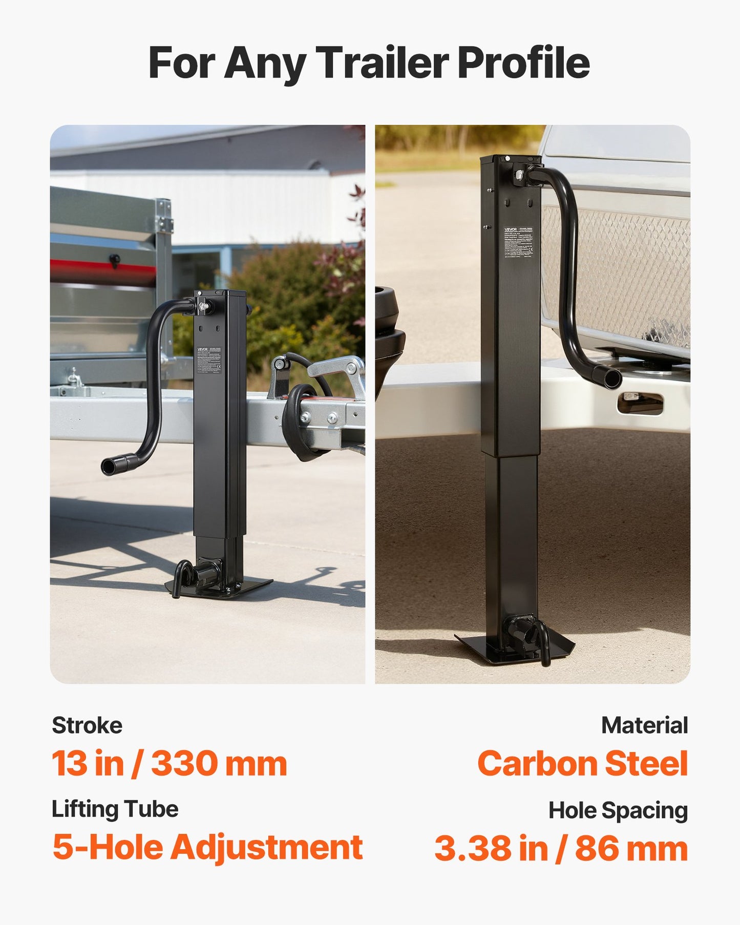 Heavy-Duty Trailer Jack, 12,000 lbs Load Capacity, Sidewind Square Direct Weld-on Trailer Jack with Handle Crank, Adjustable Drop Leg, 26-Inch Travel for Lifting RV, Utility, Yacht Trailers