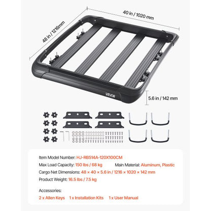 Dachgepäckträger-Gepäckträgerkorb 48 x 40 x 5,6 Zoll Autodachgepäckträger | EU