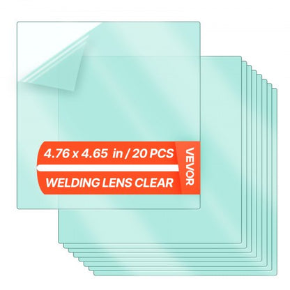 Welding Helmet Outer Cover Lens, 20PCS 4.76" x 4.65" Outside Replacement Lens, Filter Protective Clear Covers Compatible with CRIUS/METIS Series Auto Darkening Welding Helmets