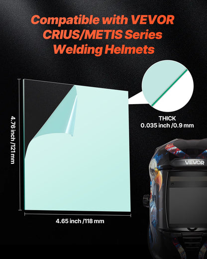 Welding Helmet Outer Cover Lens, 20PCS 4.76" x 4.65" Outside Replacement Lens, Filter Protective Clear Covers Compatible with CRIUS/METIS Series Auto Darkening Welding Helmets