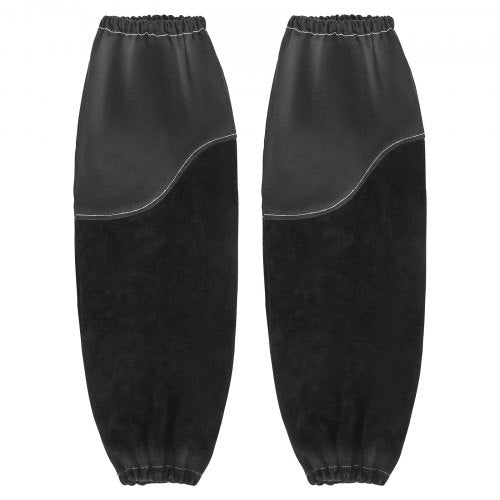 Flame Resistant Welding Work Sleeves, Heavy Duty Cowhide Leather & FR Cotton Arm Protection Sleeves for Men Women - with Elastic Cuffs for Welding, Blacksmithing, Woodworking