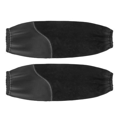 Flame Resistant Welding Work Sleeves, Heavy Duty Cowhide Leather & FR Cotton Arm Protection Sleeves for Men Women - with Elastic Cuffs for Welding, Blacksmithing, Woodworking