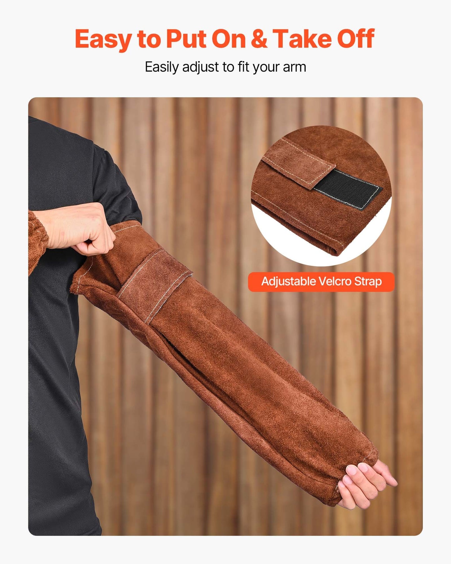 Leather Welding Sleeves, Heavy Duty Cowhide Flame Resistant Work Sleeves for Arm Protection, Heat-Resistant Safety Sleeve for Welding, Blacksmithing, Woodworking, Gardening