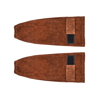 Leather Welding Sleeves, Heavy Duty Cowhide Flame Resistant Work Sleeves for Arm Protection, Heat-Resistant Safety Sleeve for Welding, Blacksmithing, Woodworking, Gardening