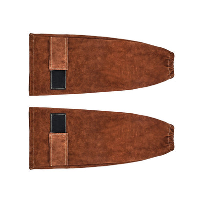 Leather Welding Sleeves, Heavy Duty Cowhide Flame Resistant Work Sleeves for Arm Protection, Heat-Resistant Safety Sleeve for Welding, Blacksmithing, Woodworking, Gardening