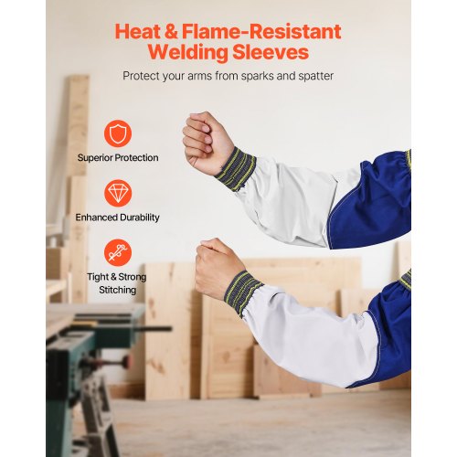 Flame retardant welding sleeves Heavy duty sleeves in sheepskin and front cotton