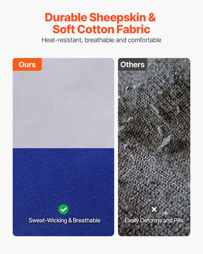 Flame Resistant Welding Sleeves, Heavy Duty Sheepskin & FR Cotton Arm Protection Sleeves for Men Women, Heat Resistant with Elastic Cuffs for Welding, Woodworking, Blacksmithing