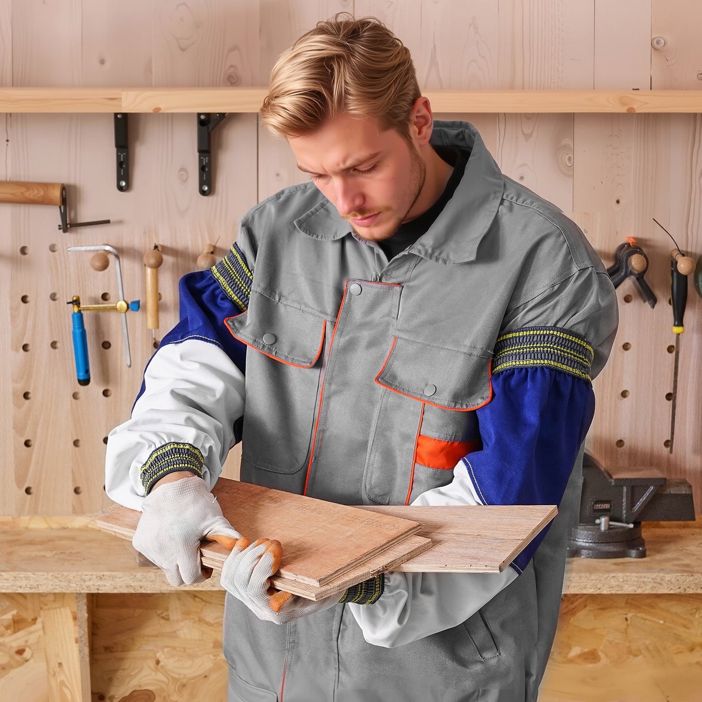 Flame Resistant Welding Sleeves, Heavy Duty Sheepskin & FR Cotton Arm Protection Sleeves for Men Women, Heat Resistant with Elastic Cuffs for Welding, Woodworking, Blacksmithing