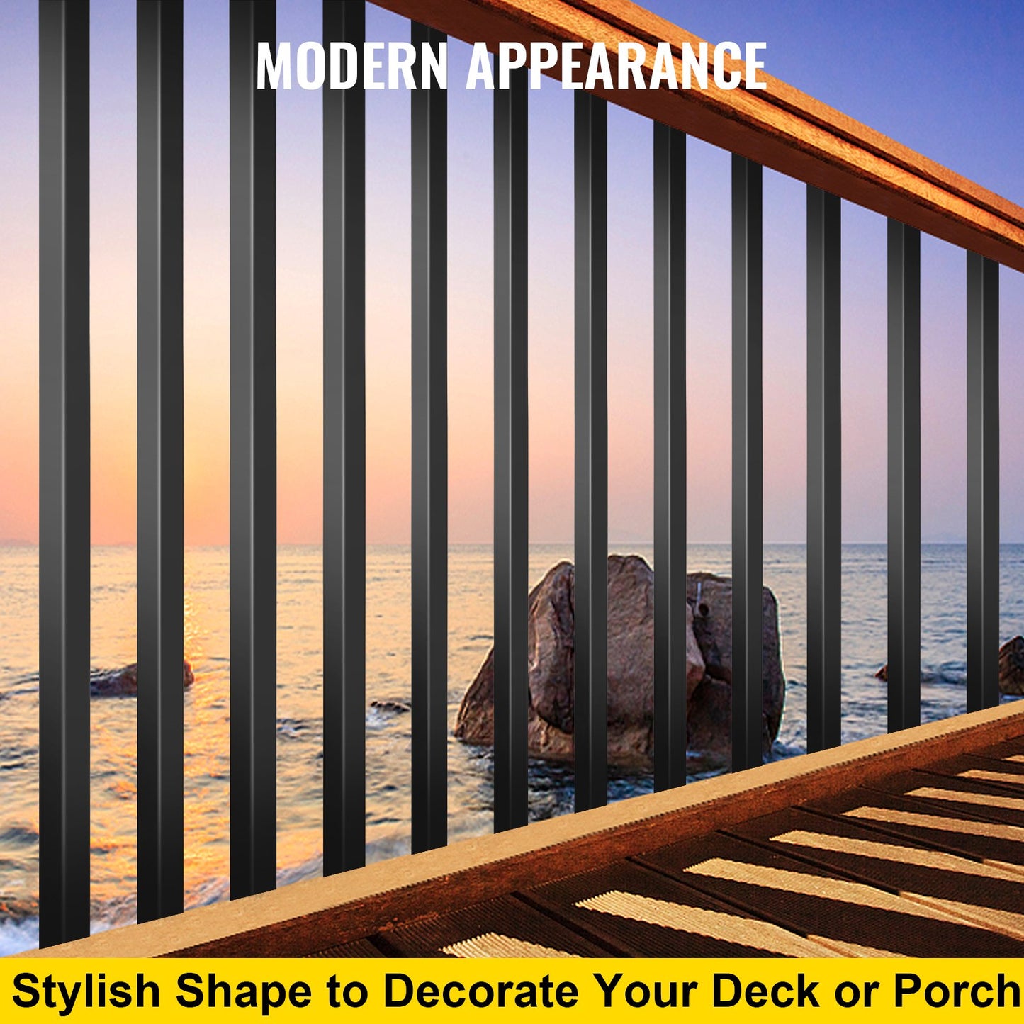 Deck Balusters, 101 Pack Metal Deck Spindles, 32\"x0.8\" Staircase Baluster with Screws, Aluminum Alloy Deck Railing for Wood and Composite Deck, Square Baluster for Outdoor Stair Deck Porch