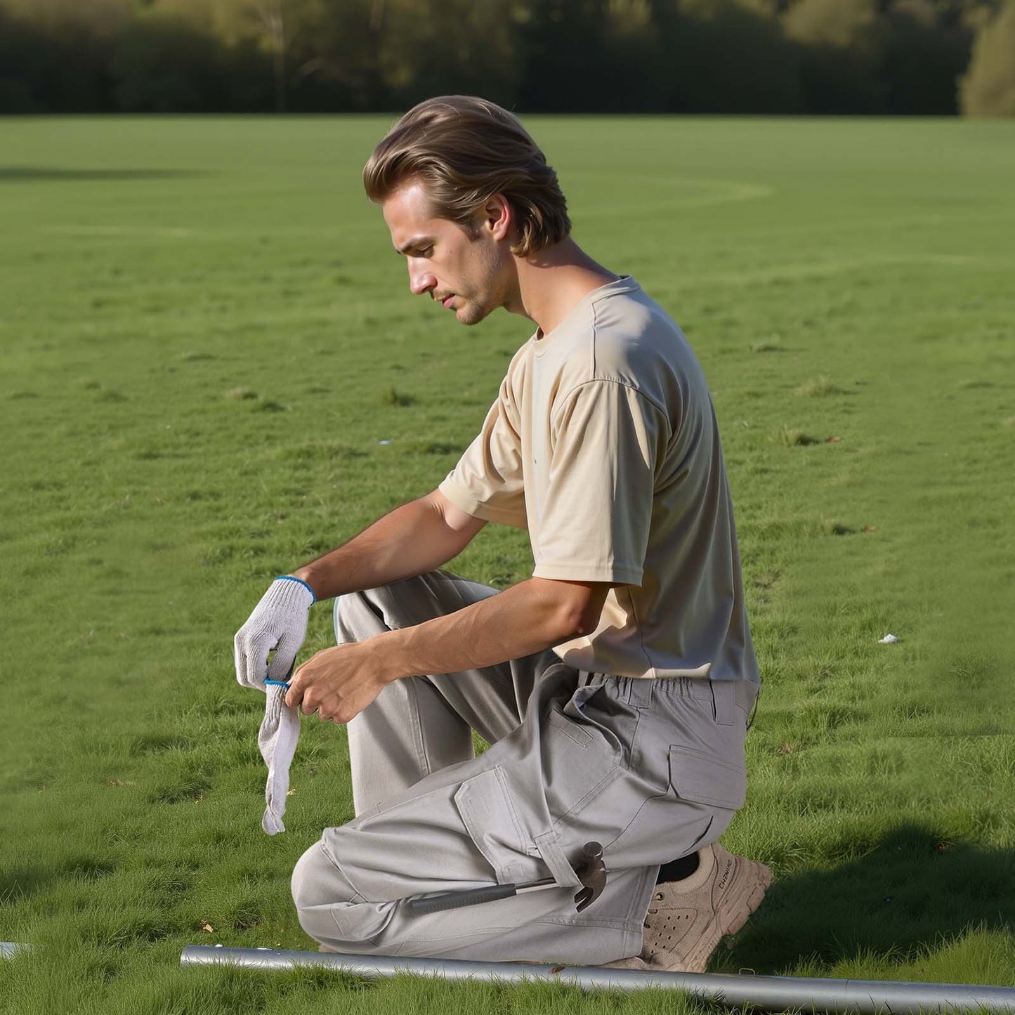 FR Pants for Men, 9 oz 100% Cotton, Flame-Resistant Cargo Pants with Multi-Pockets and Elastic Waist, Reinforced Tear-proof Stitching, Ideal for Welding Work and Casual Wear, L Size, Gray