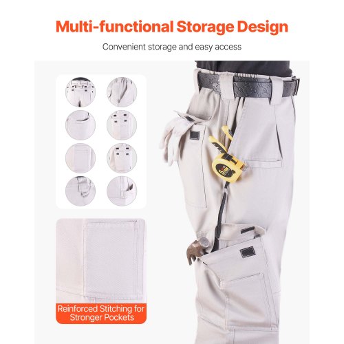 FR-Hose für Herren, flammhemmende Cargohose, mehrere Taschen, Größe XXL, Grau