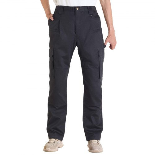 FR Pants for Men, 9 oz 100% Cotton, Flame-Resistant Cargo Pants with Multi-Pockets and Elastic Waist, Reinforced Tear-proof Stitching, Ideal for Welding Work and Casual Wear, XXL Size, Black
