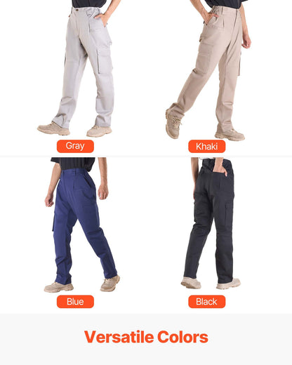 FR Pants for Men, 9 oz 100% Cotton, Flame-Resistant Cargo Pants with Multi-Pockets and Elastic Waist, Reinforced Tear-proof Stitching, Ideal for Welding Work and Casual Wear, XXL Size, Black