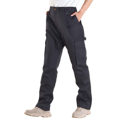 FR Pants for Men, 9 oz 100% Cotton, Flame-Resistant Cargo Pants with Multi-Pockets and Elastic Waist, Reinforced Tear-proof Stitching, Ideal for Welding Work and Casual Wear, XXL Size, Black