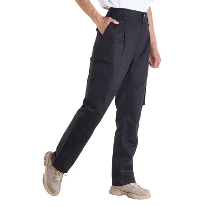 FR Pants for Men, 9 oz 100% Cotton, Flame-Resistant Cargo Pants with Multi-Pockets and Elastic Waist, Reinforced Tear-proof Stitching, Ideal for Welding Work and Casual Wear, XXL Size, Black