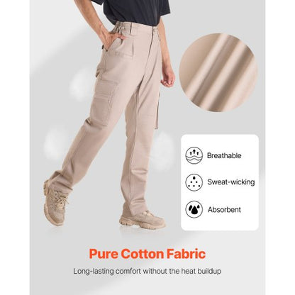 FR-Hose für Herren, flammhemmende Cargohose, mehrere Taschen, Größe L, Khaki