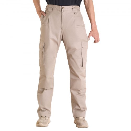 FR Pants for Men, 9 oz 100% Cotton, Flame-Resistant Cargo Pants with Multi-Pockets and Elastic Waist, Reinforced Tear-proof Stitching, Ideal for Welding Work and Casual Wear, XL Size, Khaki