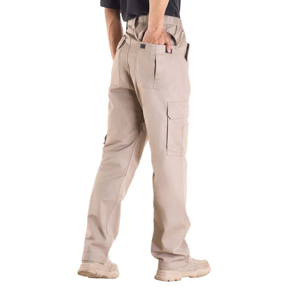 FR Pants for Men, 9 oz 100% Cotton, Flame-Resistant Cargo Pants with Multi-Pockets and Elastic Waist, Reinforced Tear-proof Stitching, Ideal for Welding Work and Casual Wear, XL Size, Khaki