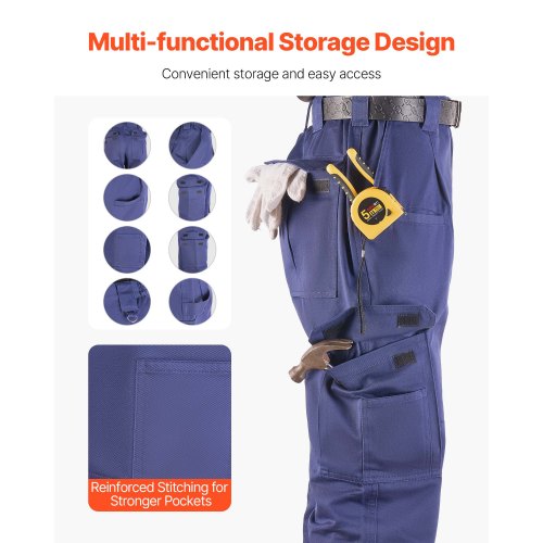 FR Byxor för Herr Flamskyddade Cargobyxor Flerfickor XL Mörkblå