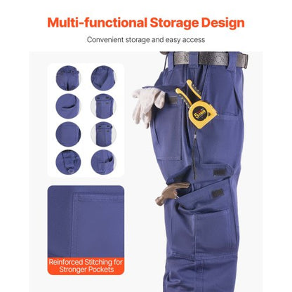 FR Byxor för Herr Flamskyddade Cargobyxor Flerfickor XL Mörkblå