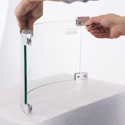 Fire Pit Wind Guard, 435 x 170mm Round Glass Flame Guard, 6mm Thick Fire Pit Accessory, Clear Tempered Glass Flame Guard for Propane, Gas, Outdoor, Patio, Backyard