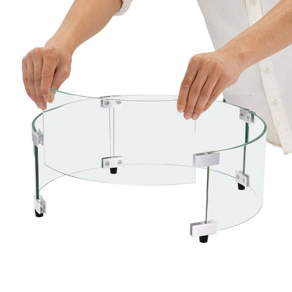 Fire Pit Wind Guard, 740 x 214mm Round Glass Flame Guard, 6mm Thick Fire Pit Accessories, Clear Tempered Glass Flame Guard for Propane, Gas, Outdoor, Patio, Backyard