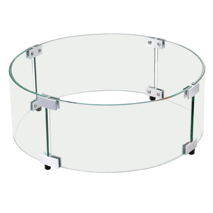 Fire Pit Wind Guard, 740 x 214mm Round Glass Flame Guard, 6mm Thick Fire Pit Accessories, Clear Tempered Glass Flame Guard for Propane, Gas, Outdoor, Patio, Backyard