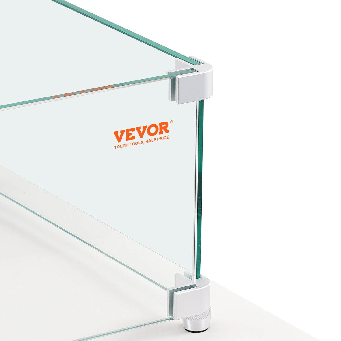 Gas Fire Pit Vindskydd för fyrkantigt brandbord, 595 x 190 x 165 mm Klart härdat vindskydd för eldstäder, 8 mm tjock fyrkantig glassköld, glaspanel med hårt hörnfäste och fötter