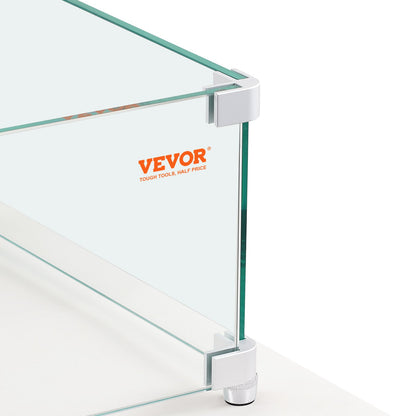 Gas Fire Pit Vindskydd för fyrkantigt brandbord, 595 x 190 x 165 mm Klart härdat vindskydd för eldstäder, 8 mm tjock fyrkantig glassköld, glaspanel med hårt hörnfäste och fötter