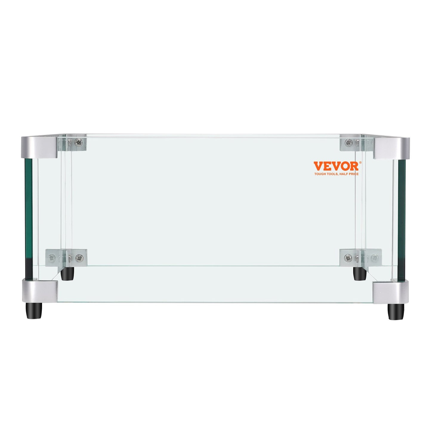 Gas Fire Pit Vindskydd för fyrkantigt brandbord, 543 x 543 x 191 mm Klart härdat vindskydd för eldstäder, 8 mm tjock fyrkantig glassköld, glaspanel med hårda hörnfäste och fötter